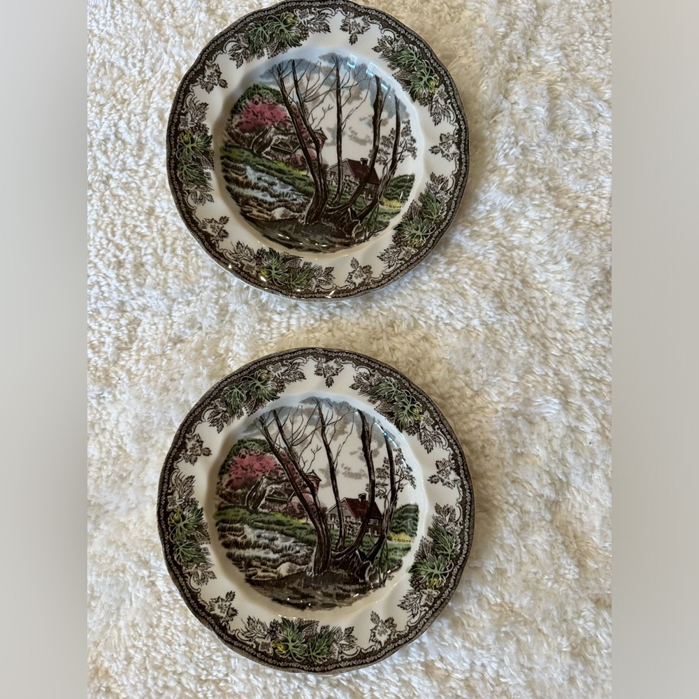 2 Vintage Johnson Bros Ironstone “Friendly Village” Plate